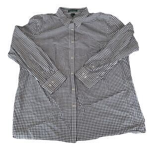 Lauren Ralph Lauren Women's Sz 2X Black & White Check Button Up Long Sleeve